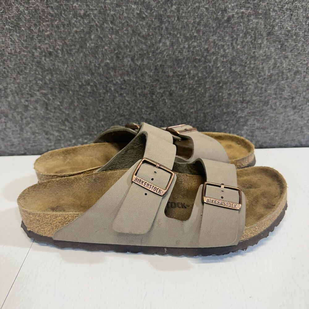 Birkenstock Arizona Sandals Stone Birkibuc Leather Unisex Sandals EU 41 US 10